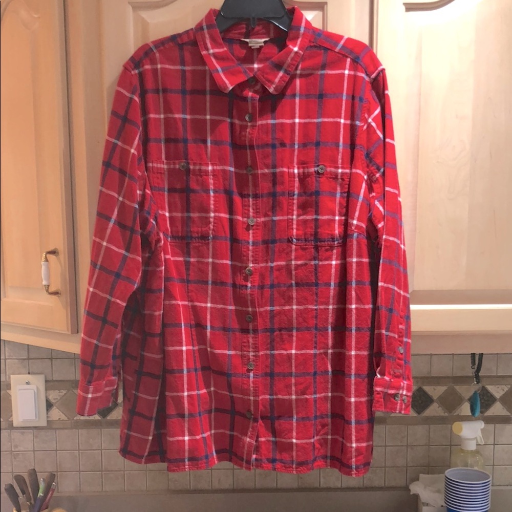 Duluth Trading Co. Red Plaid Flannel Button-Up Shirt 3X